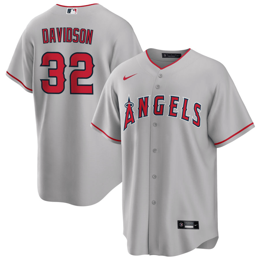 Tucker Davidson Los Angeles Angels Road Gray Baseball Player Jersey