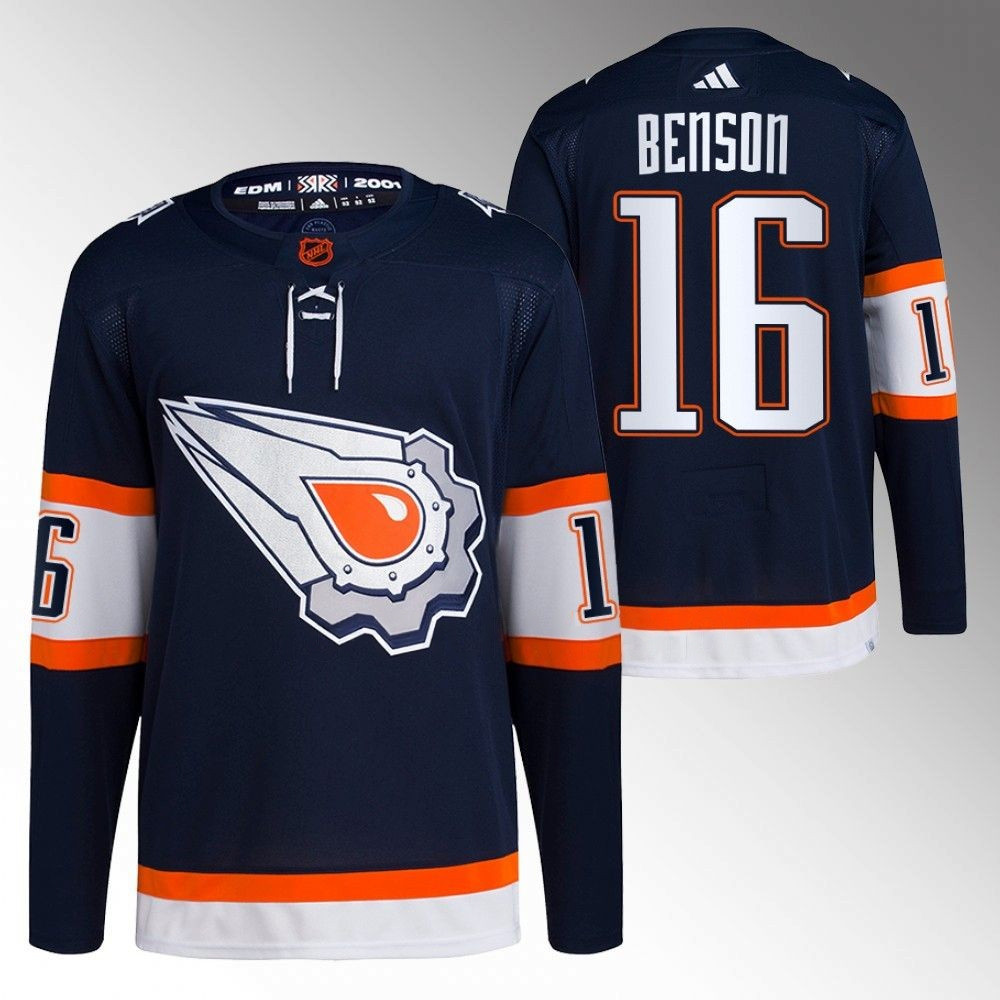 Tyler Benson Edmonton Oilers 2022 Reverse Retro Navy Player Swingman Jersey