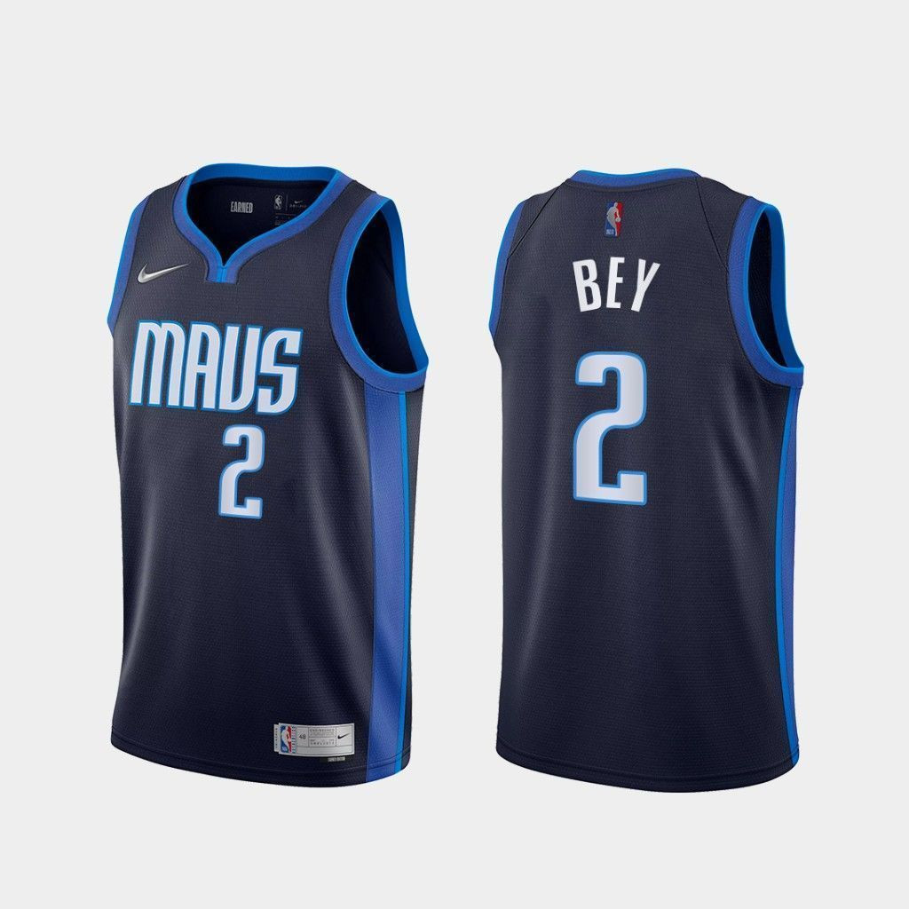 Tyler Bey Dallas Mavericks 2020-21 Earned Edition Navy Swingman Jersey