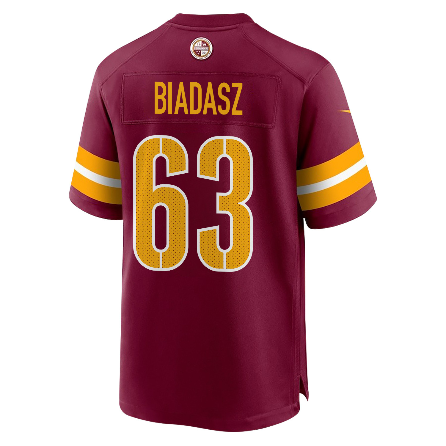 Tyler Biadasz 63 Washington Commanders Super Bowl LIX Champions Patch ‘New Orleans – A Symphony of Sport’ EMBROIDERED Game Men Jersey – Burgundy