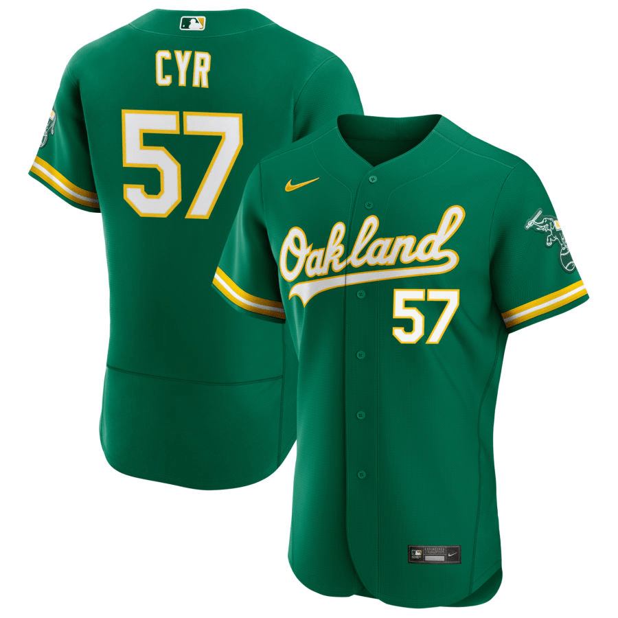 Tyler Cyr Oakland Athletics Alternate Green Baseball Player Jersey
