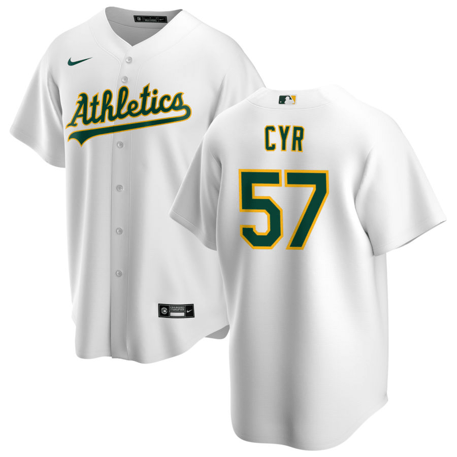 Tyler Cyr Oakland Athletics Home White Baseball Player Jersey