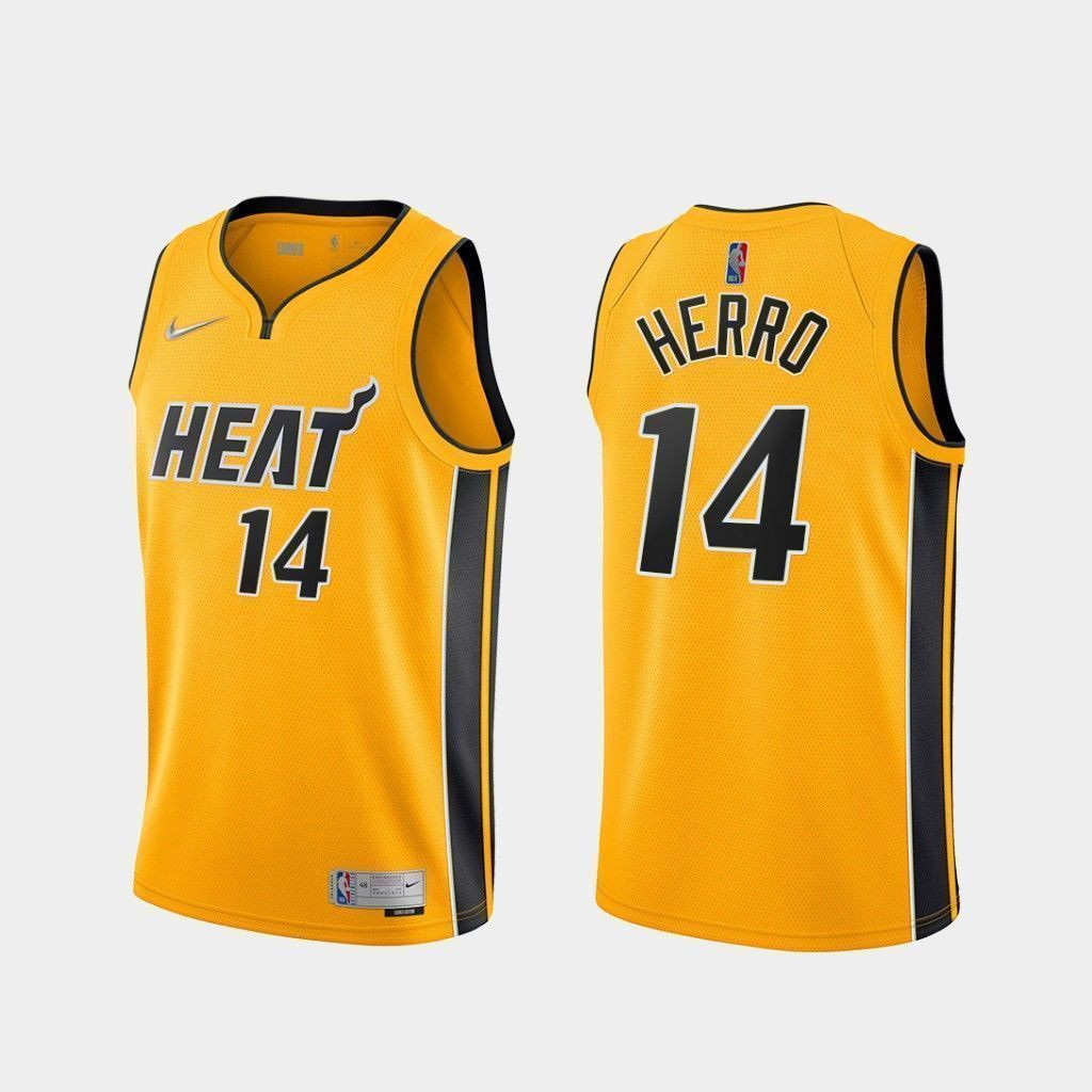 Tyler Herro Miami Heat 2020-21 Earned Edition Yellow Swingman Jersey