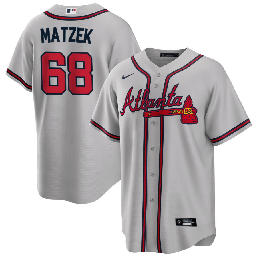 Tyler Matzek Atlanta Braves Road Gray Baseball Player Jersey