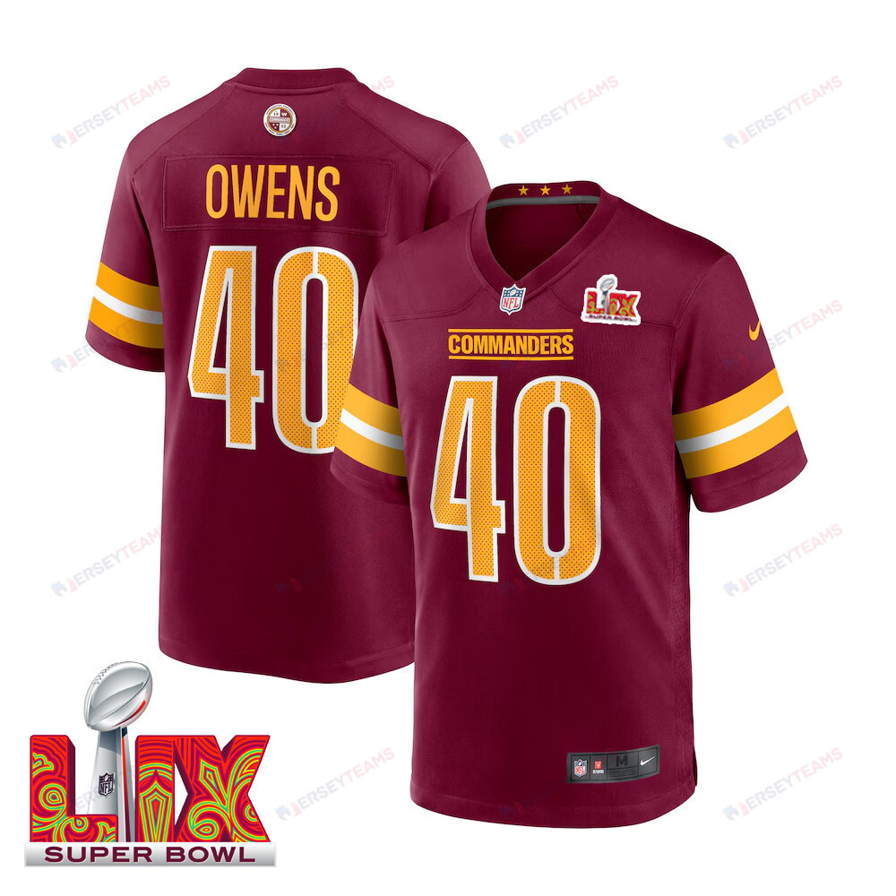 Tyler Owens #40 Washington Commanders Super Bowl LIX Jersey - Men's - Burgundy