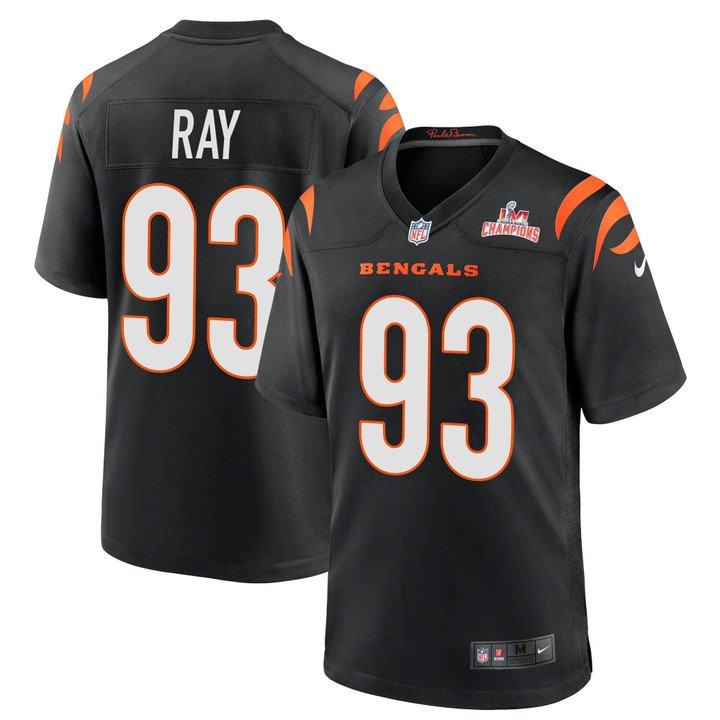 Wyatt Ray Cincinnati Bengals 2022 Super Bowl LVI AFC Champions Logo Black Game Jersey